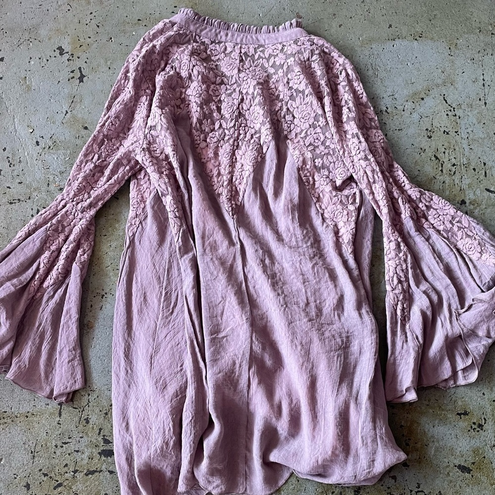 Umgee Mauve Bohemian Long Sleeve Lace Detail Women's Dress Size Medium - Picture 8 of 9
